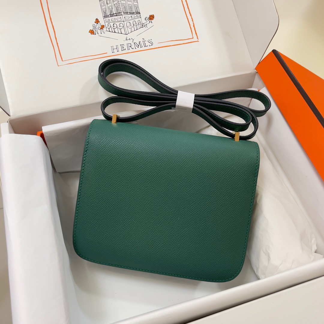 Hermes Constance 18 Mini Shoulder Bag In Vert Emeraude Epsom Leather